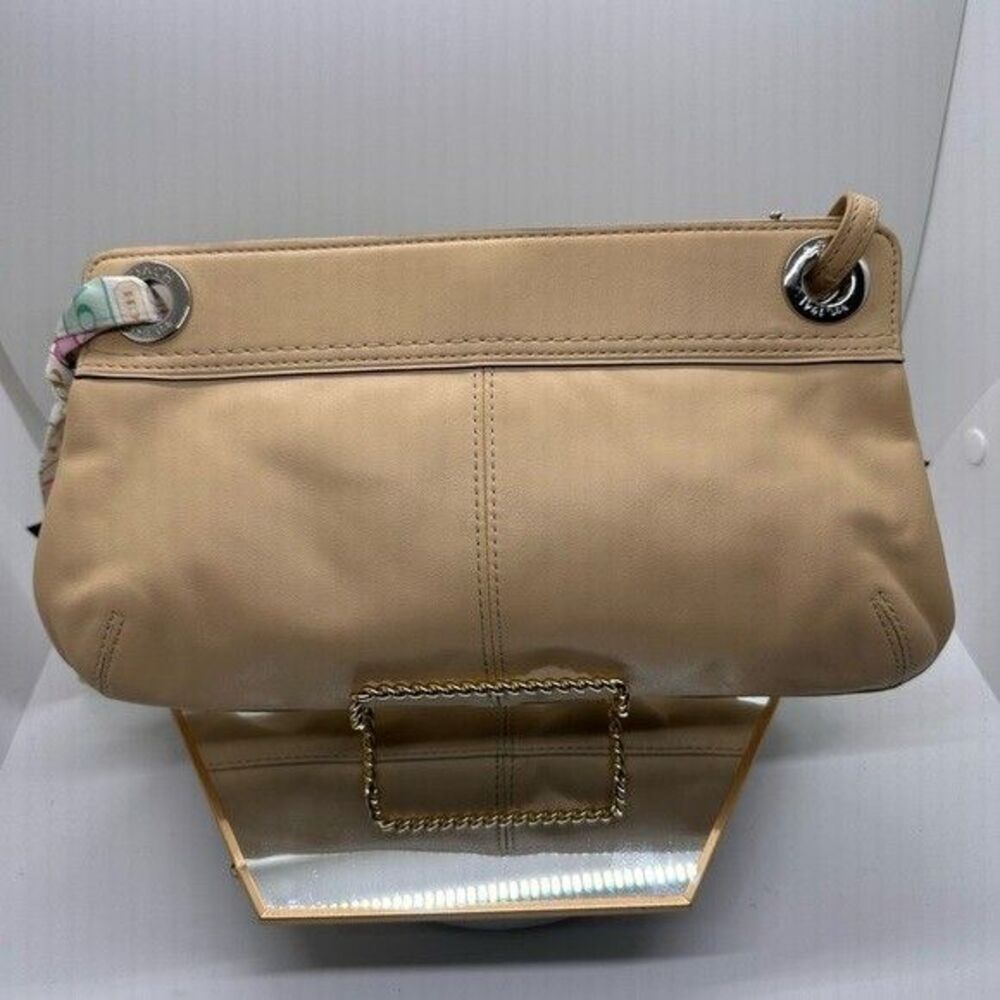 Coach Tan Kyra Leather wristlet with Pink & Green Scarf and Removable strap - Picture 3 of 8